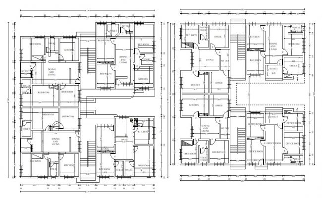 Residential Apartment Building Houses Layout Plan Drawing Details Dwg