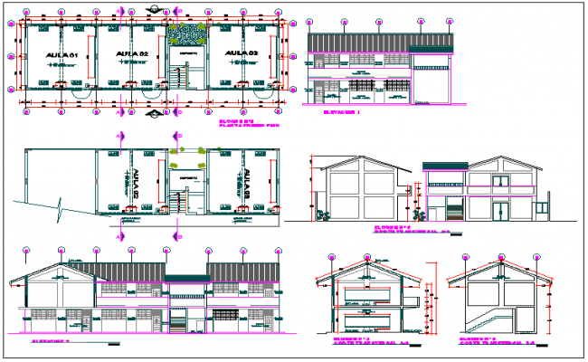 Elevation Of The College Campus In Dwg File Cadbull