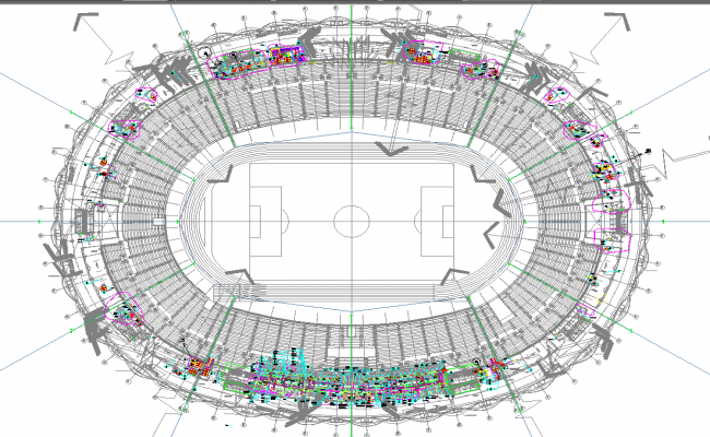 Football stadium architecture master plan in cad