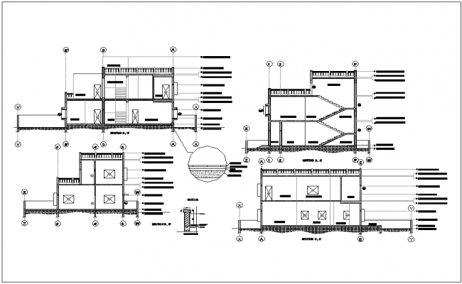 Multi Flooring Bungalow Design And Structure Details Dwg File Cadbull