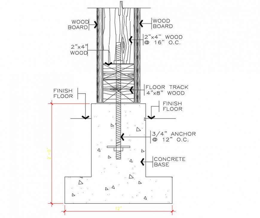 Foundation Column Detail Elevation And Plan Autocad File Cadbull