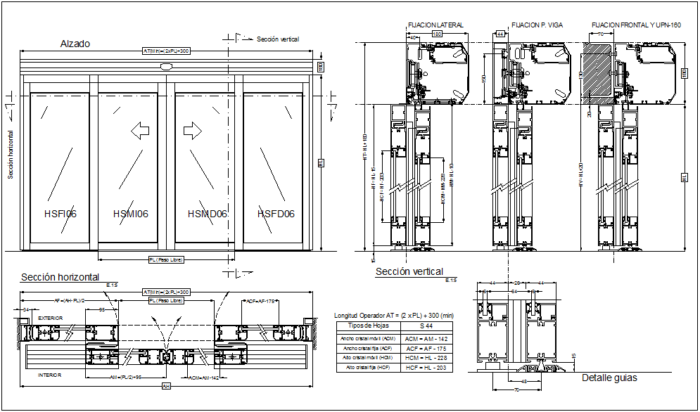 Automatic Door Design View With Sectional Detail Cadbull