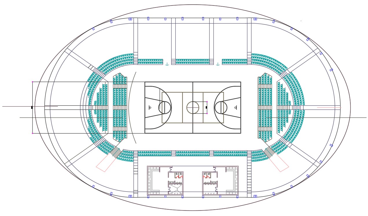 Basket Ball Stadium Plan Drawing Dwg File Cadbull