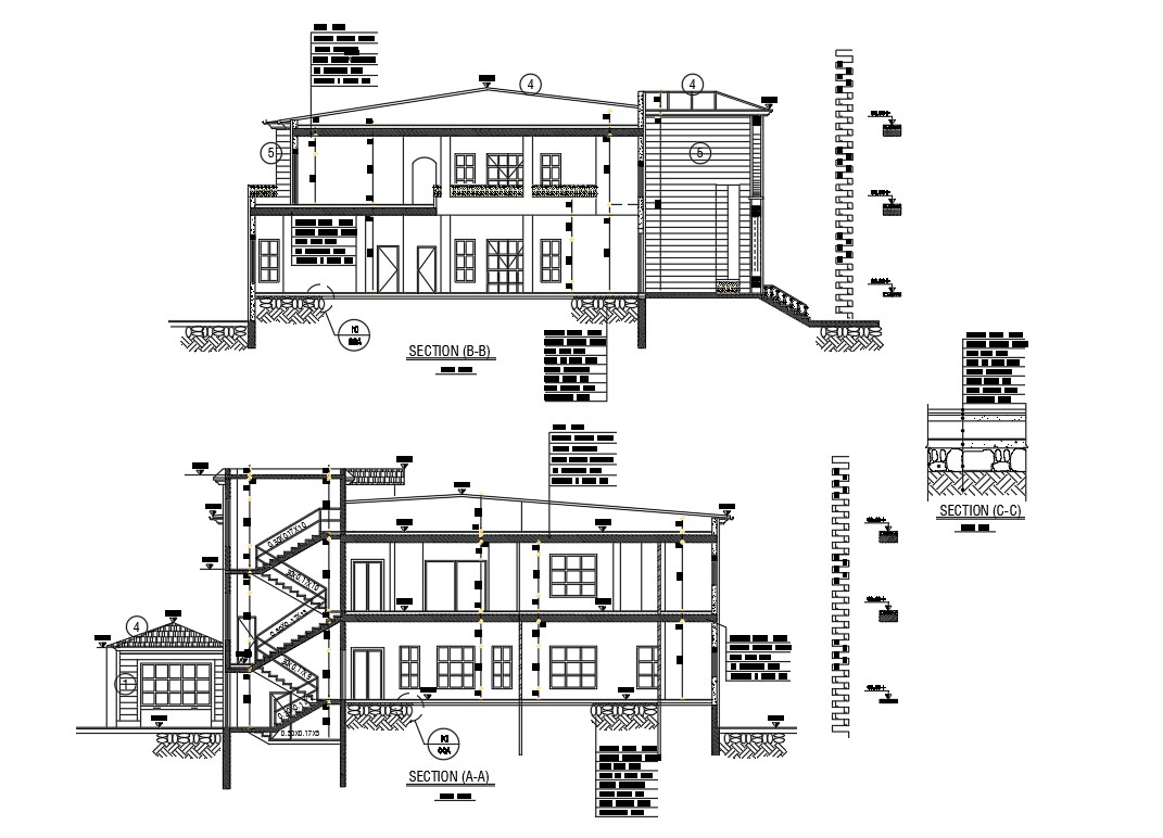 Bungalow Cross Section Drawing Dwg File Cadbull