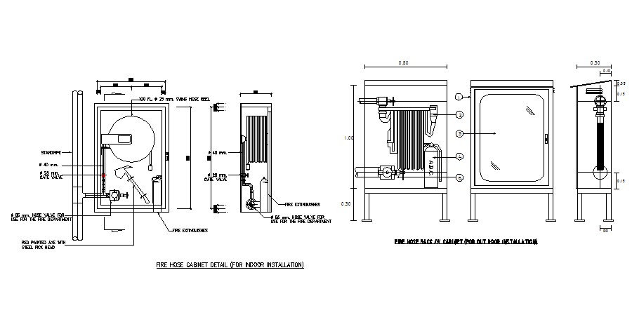 Fire Hose Cabinet Indoor Electrical Installation Details Dwg File Cadbull