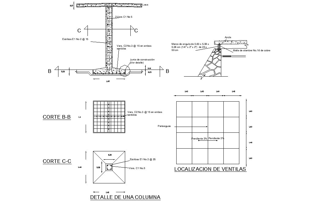 Foundation Plan And Section Detail Dwg File Cadbull