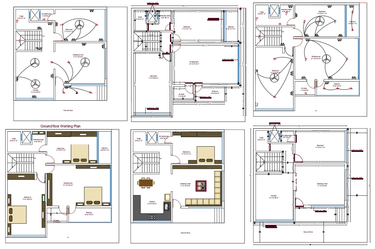 BHK House Plan With Electrical With Furniture Layout Drawing DWG File