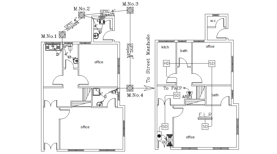 Autocad Drawing Drainage And Electrical Layout Plans Dwg File Cadbull