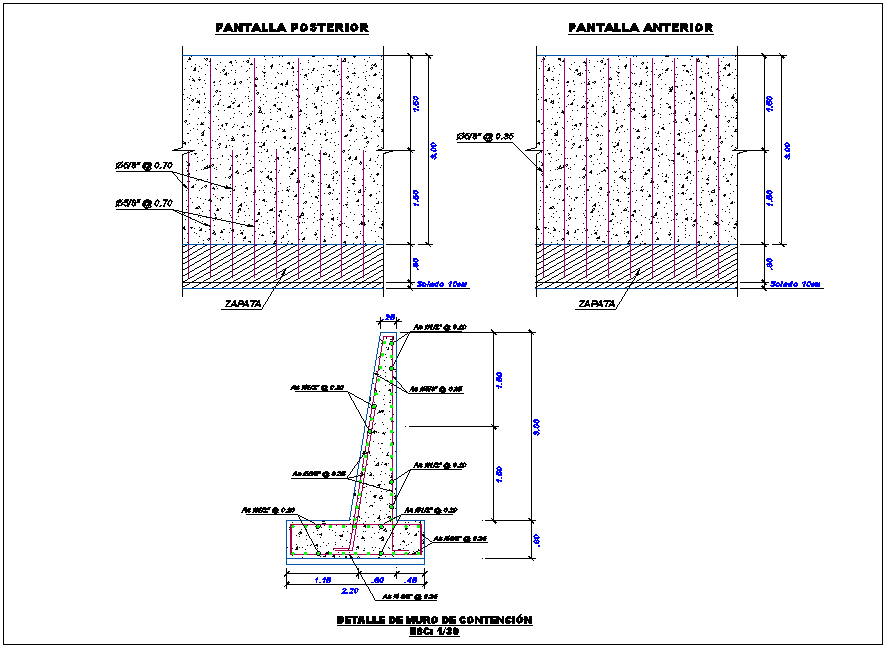 Retaining Wall Section View Dwg File Cadbull