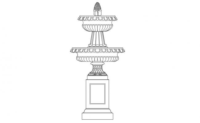 Garden Fountain Elevation Design CAD File - Cadbull