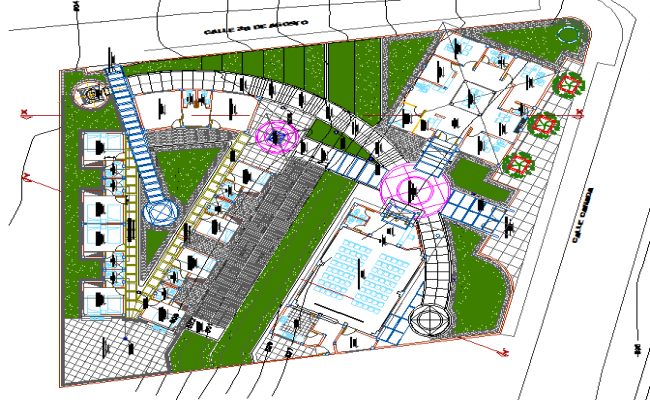 City shopping center architecture layout plan details dwg file - Cadbull