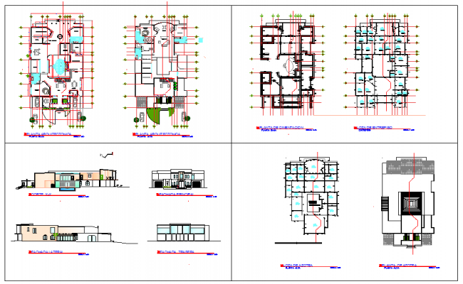 2d cad drawing of home 3 elevation autocad software - Cadbull