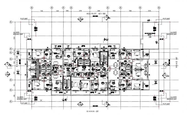 First, second, third and cover plan details of multi-family residential ...