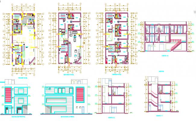 Rest bar hotel plan,elevation and section view dwg file