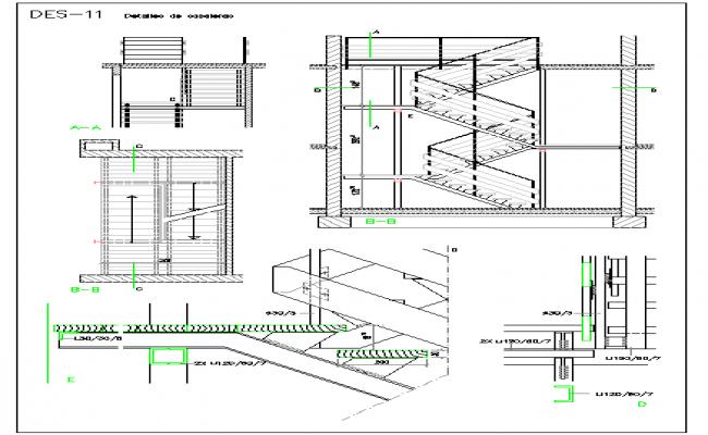 Lift elevator plan and section autocad file