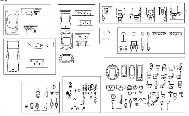 Autocad Block Of Bathroom Fittings Cadbull