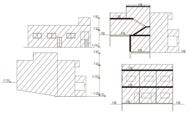 Traditional Residence elevation design - Cadbull