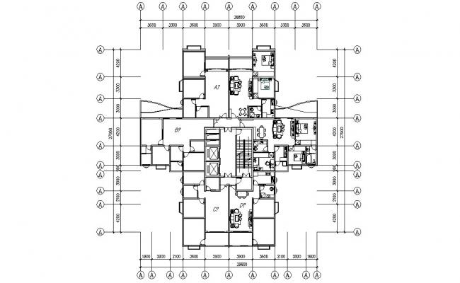 3 storey apartment with elevation and section in dwg file - Cadbull