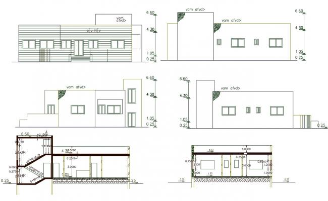 House Section And Elevation Design DWG File - Cadbull