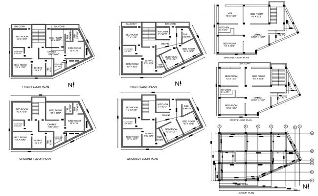 Apartment building floor plan, electrical layout and sanitary ...