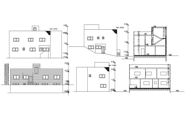 2 Storey House Plan With Elevation Design - Cadbull