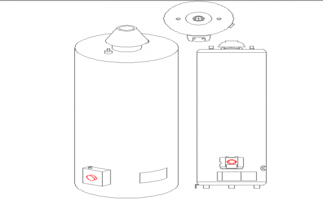 2d block elevation of water heater dwg file