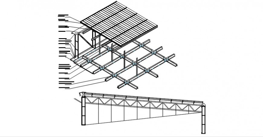 2d Cad Drawing Of Detailed Suspended Ceiling System With Plate