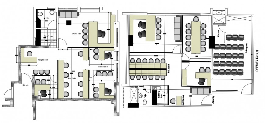 2d cad drawing of office cabin of autocad file - Cadbull