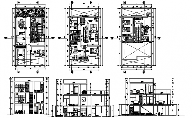 Free Download House Section With Iron Fence Designs - Cadbull