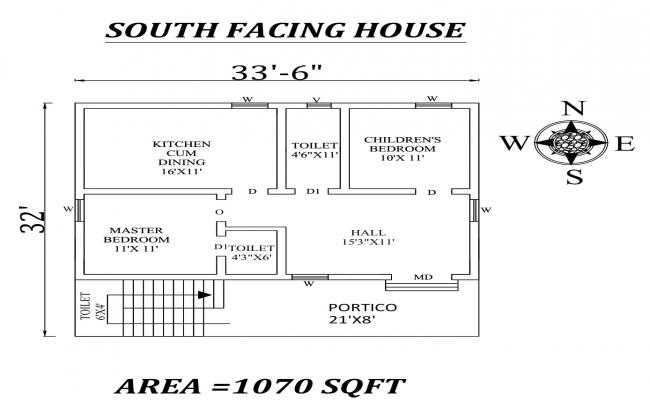 Floor plan of the house with elevation and section in AutoCAD - Cadbull