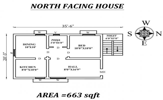 40' X 52' House Plan AutoCAD File - Cadbull