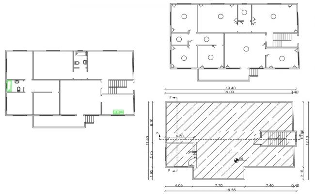 2d Cad Drawing Sloping Roof Elevation And Section Of Bungalow Autocad 