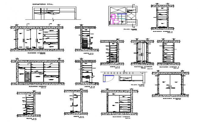 Wardrobe elevation with furniture detail dwg file - Cadbull