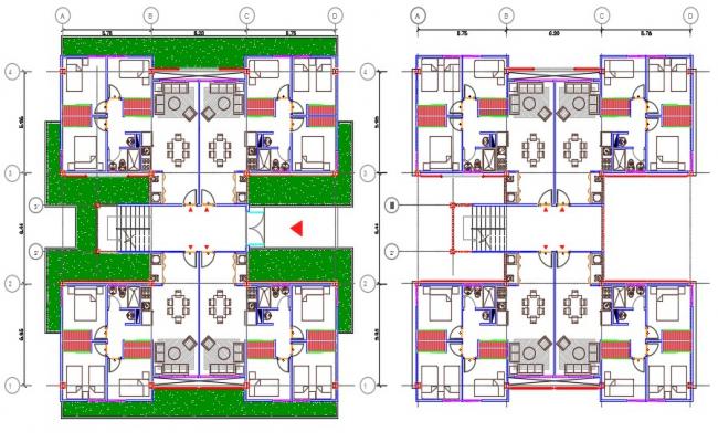 Apartment Building Design AutoCAD Drawing - Cadbull