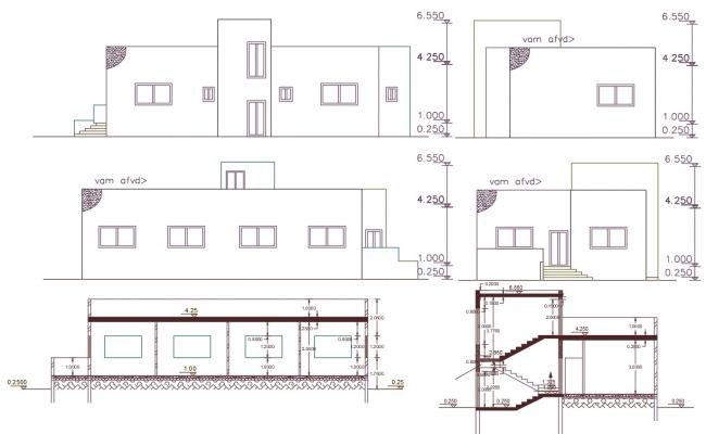 Residential building with elevation in dwg file - Cadbull