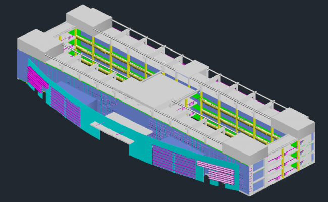 Structural view of 3d view of high rise building dwg file - Cadbull