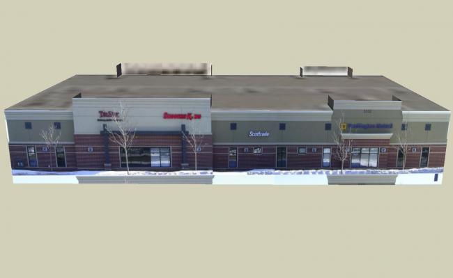 3D commercial building detail dwg file - Cadbull