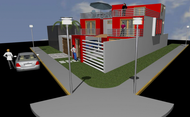  3d  House  design  dwg file  