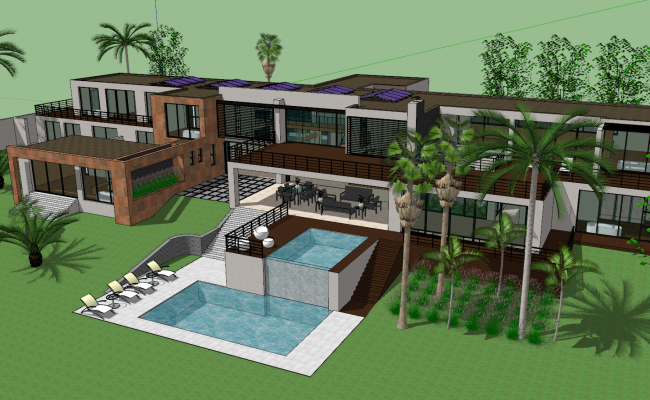  3d  Modern House  design  sketch up file 