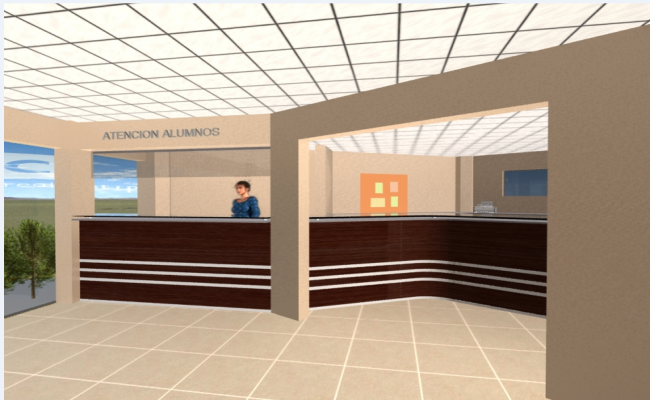 3d front desk with interior design of corporate office dwg ...