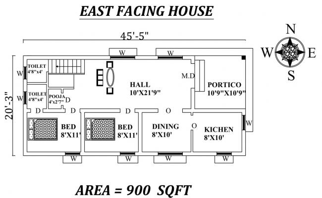 Drawing of the house with detail dimension in AutoCAD - Cadbull