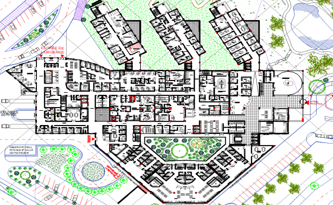 Floor Plan of MultiSpecialty Hospital Design dwg file