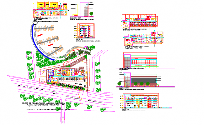 Multi-story hotel building elevation and section details dwg file - Cadbull