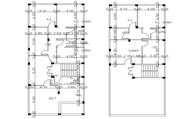 Autocad drawing of residential bungalow - Cadbull