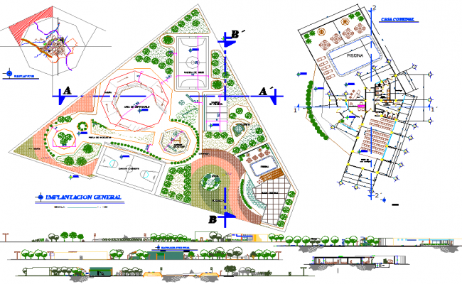 Park plan detail view dwg file - Cadbull