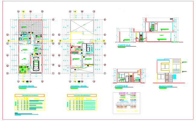 Different axis section view for regional building dwg file - Cadbull