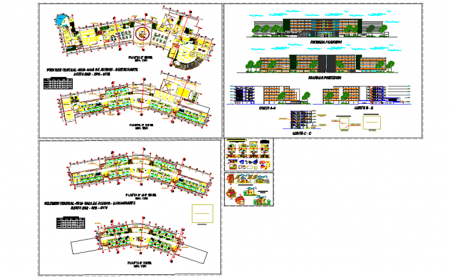 Small hotel design dwg file - Cadbull