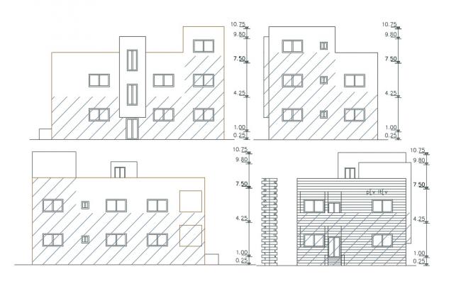 Elevation of a bungalow dwg file - Cadbull