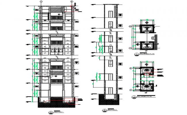 Elevator machine room wall plan - Cadbull