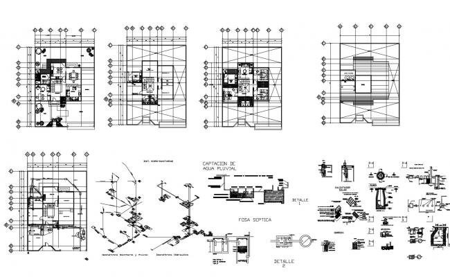 Implication and distribution plan details of one family house dwg file ...